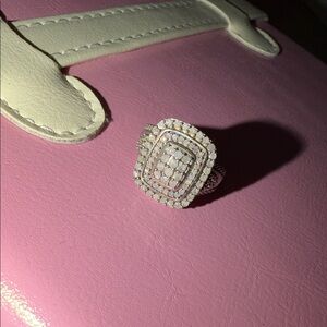 Macy's Silver and White Diamond Ring